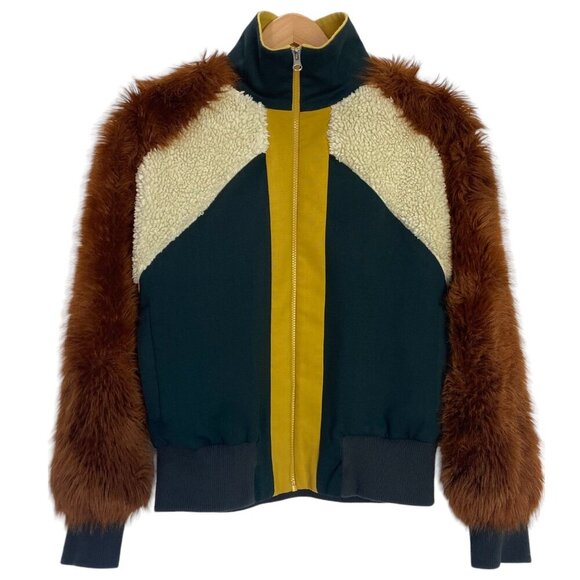 Sea New York Colorblock Faux Fur Track Jacket - Picture 1 of 11